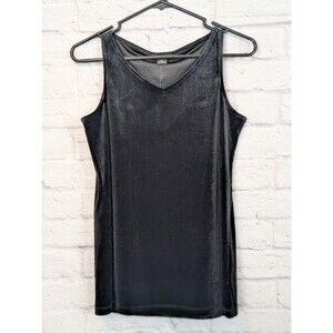 NWT Black Stretchy Velvet Tank top Blouse Sleeveless Womens Size XS IMAN